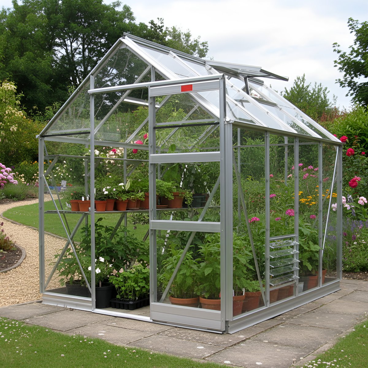 Elite High Eave 8x6 Toughened Glass Greenhouse