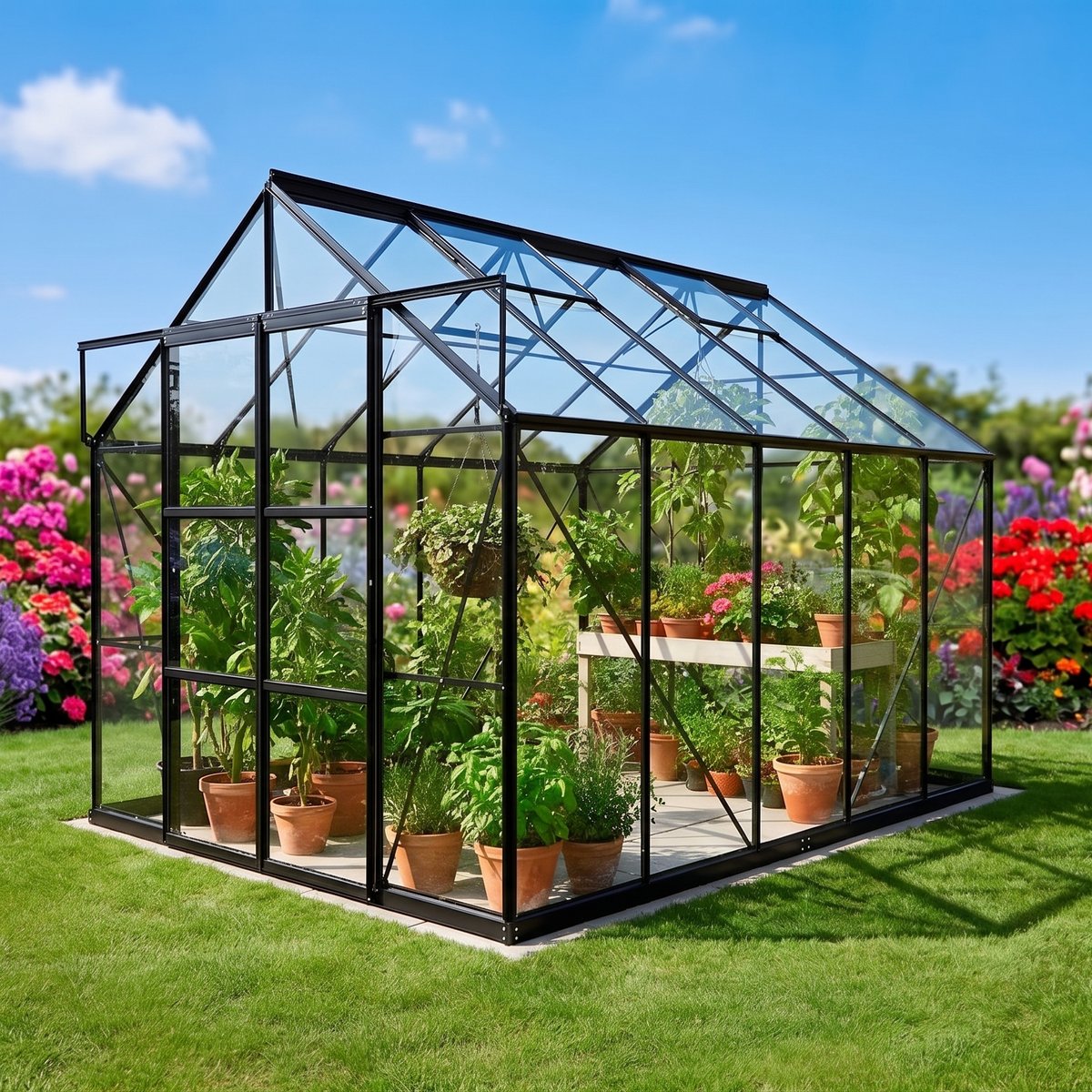 Vitavia 8x10 Black Phoenix 8300 Greenhouse Short Pane Toughened