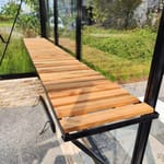 Wooden-inlay shelf with black aluminium frame, 2250 x 320mm