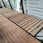 Wooden-inlay table with black aluminium frame, 2250 x 520mm