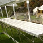 PVC table with silver aluminium support frame, 2250 x 520mm