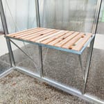 Wooden-inlay table with silver aluminium frame, 715 x 520mm