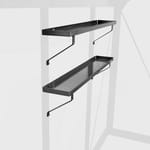 Powder-coated aluminium shelves, 860 x 150mm, set of two
