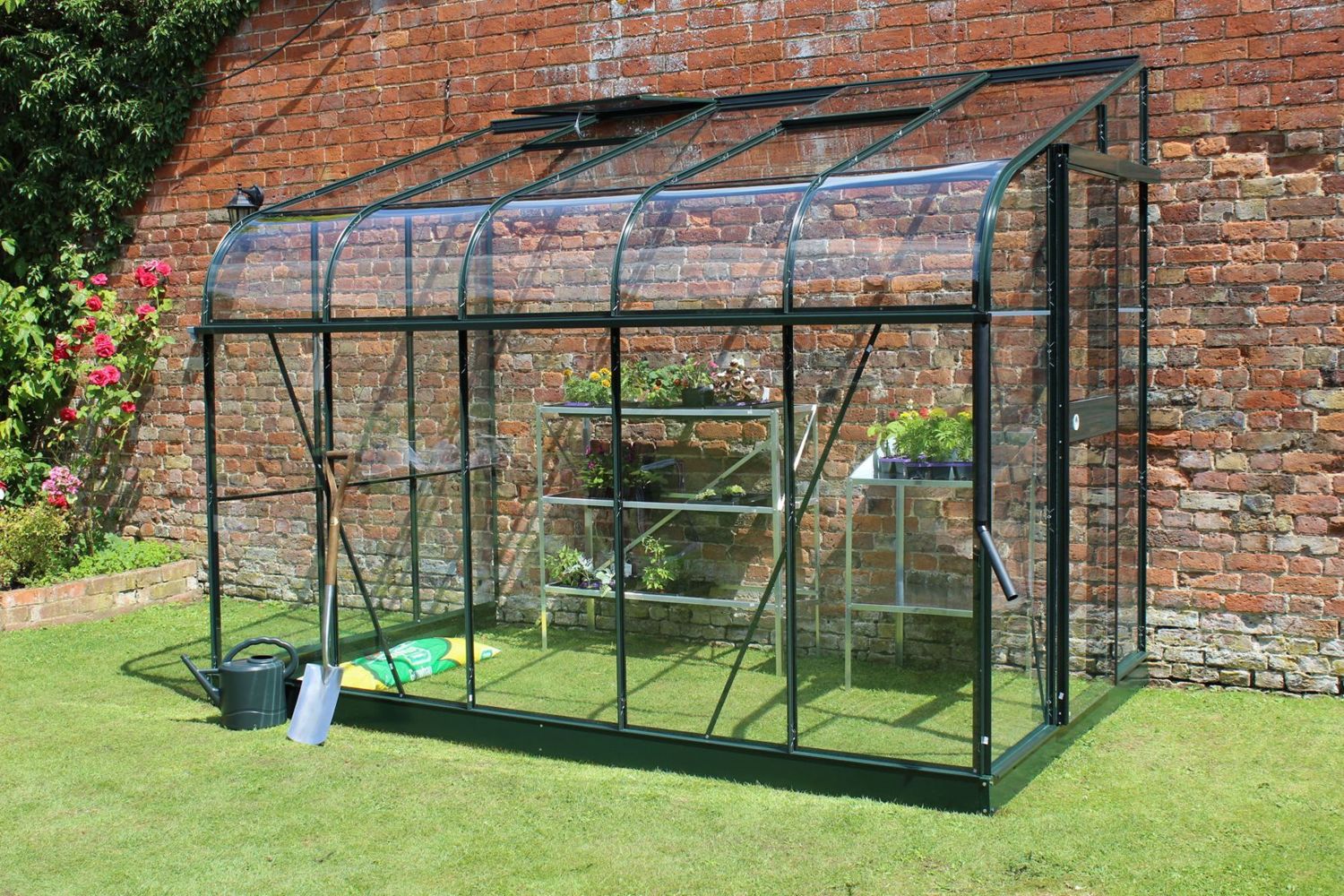 Halls Silverline Green 6x10 Lean to Greenhouse Toughened