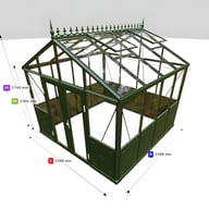 10x10 Janssens Helios Retro Greenhouse Green