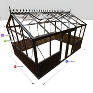 10x15 Janssens Helios Retro Greenhouse Central Doors