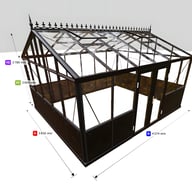 12x15 Janssens Helios Retro Greenhouse Central Doors