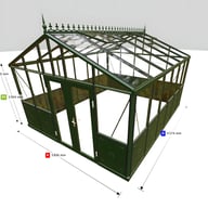 12x15 Janssens Helios Retro Greenhouse Green