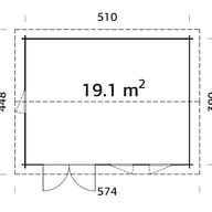 Palmako Iris 5.1x3.9m Log Cabin Dimensions