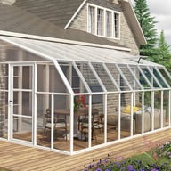 Palram Canopia Sun Room 8x18 White lean-to greenhouse official lifestyle photograph