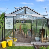 ACD 12x20 Sloping Wall Greenhouse Silver - same-width model photograph; different length