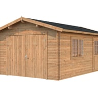 Palmako Roger 3.6m x 5.5m Wooden Garage Wooden Doors Brown Dip