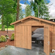 Palmako Roger 3.6m x 5.5m Wooden Garage Wooden Doors with Brown DIp