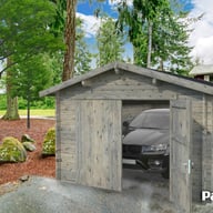 Palmako Roger 3.6m x 5.5m Wooden Garage Wooden Doors with Grey Dip