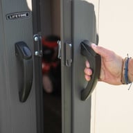 Lifetime 10x8 Plastic Shed Door Lock Detail