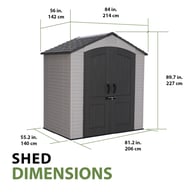 Lifetime 7x4.5 Plastic Shed Dimensions Diagram