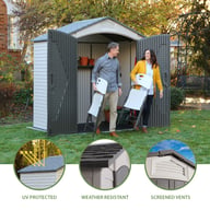 Lifetime 7x4.5 Plastic Shed Garden Feature Icons