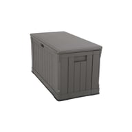 Lifetime 439 Litre Plastic Outdoor Storage Box Brown Side Angle