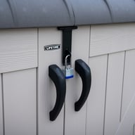 Lifetime 3x6 Horizontal Plastic Outdoor Storage Unit Handle Detail