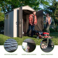 Lifetime 7x7 Plastic Shed Garden Lifestyle People