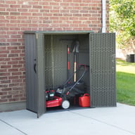 Lifetime Vertical Storage Unit Doors Open Mower