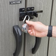 Lifetime Vertical Storage Unit Lock Detail Hand