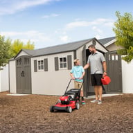 Lifetime 17.5x8 Plastic Shed Garden With Mower Two