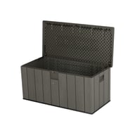 Lifetime 568 Litre Plastic Outdoor Storage Box Brown Lid Open