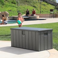 Lifetime 568 Litre Plastic Outdoor Storage Box Brown Poolside Children