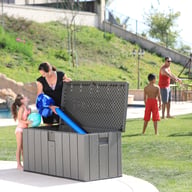 Lifetime 568 Litre Plastic Outdoor Storage Box Brown Poolside Family