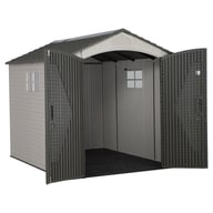 Lifetime 7x9.5 Plastic Shed Doors Open Interior