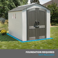 Lifetime 7x9.5 Plastic Shed Front Garden Angle