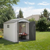 Lifetime 7x9.5 Plastic Shed Garden Front View