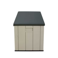 Lifetime 568 Litre Plastic Outdoor Storage Box Desert Sand Top Angle