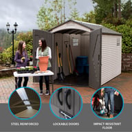 Lifetime 7x12 Plastic Shed Garden Lifestyle People