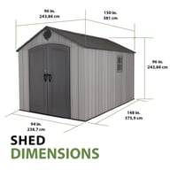 Lifetime 8x12.5 Plastic Shed Dimensions Diagram