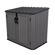Lifetime Horizontal Plastic Outdoor Storage Unit Angled View