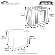 Lifetime Horizontal Plastic Outdoor Storage Unit Dimensions Diagram