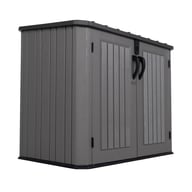 Lifetime Horizontal Plastic Outdoor Storage Unit Doors Open Front