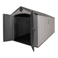Lifetime 8x17.5 Plastic Shed Doors Open Angle