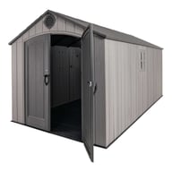 Lifetime 8x17.5 Plastic Shed Doors Open Side