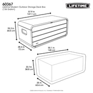 Lifetime 515 Litre Plastic Outdoor Storage Box Storm Dust Dimensions Diagram