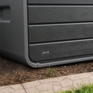 Lifetime 515 Litre Plastic Outdoor Storage Box Storm Dust End View
