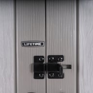Lifetime Utility Plastic Storage Shed Branding Closeup