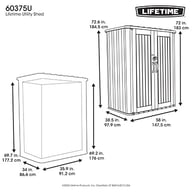 Lifetime Utility Plastic Storage Shed Dimensions Diagram