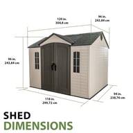 Lifetime 10x8 Plastic Shed Dimensions Diagram