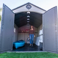 Lifetime 8x15 Plastic Shed Doors Open Interior