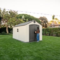 Lifetime 8x15 Plastic Shed Garden Doors Open