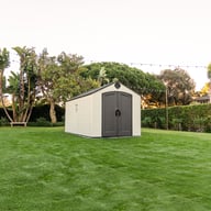 Lifetime 8x15 Plastic Shed Garden Front View