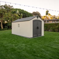 Lifetime 8x15 Plastic Shed Garden Side View